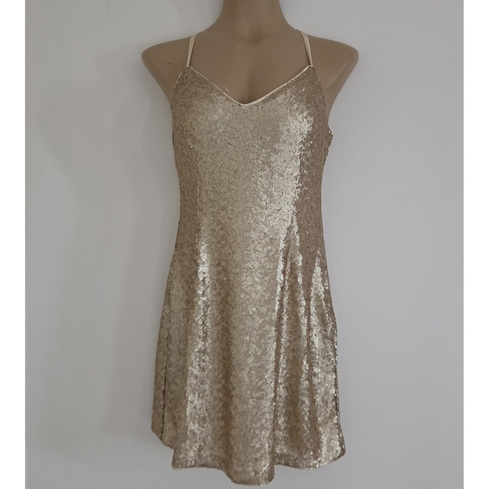 Abercrombie & Fitch Gold Sequin Slip Dress
